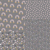 Stoffpaket Baumwollstoffe LOVELY RAINBOW STORY, rock grey / 4 x 0,5 m 2