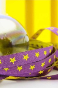Sternchenband, gelb-lila, Webband | Farbenmix 2