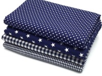 Stoffpaket Baumwolle | Punkte, Sterne, Karo | 4 x 50 cm | dunkelblau 2