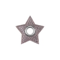Ösen Patches für Kordeln Lederimitat | Stern | grau metallic | 1 Paar