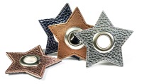 Ösen Patches für Kordeln Lederimitat | Stern | silber metallic | 1 Paar 3