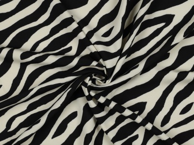 Modestoff MAGNOLIA Stretch | Zebra-Muster | schwarz -
