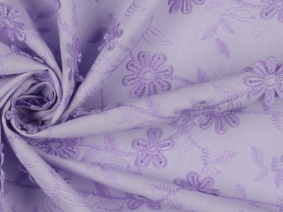 Baumwoll-Voile mit Stickerei | FLOWERS | lilac