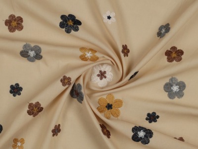 Baumwoll Voile Embroidery FLOWERS | sand