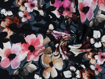 Baumwolljersey Digitaldruck FLOWERS | jeans | by Poppy | Ökotex