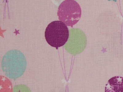 Baumwolldruck LARS | Luftballons, Sterne, hellrosa