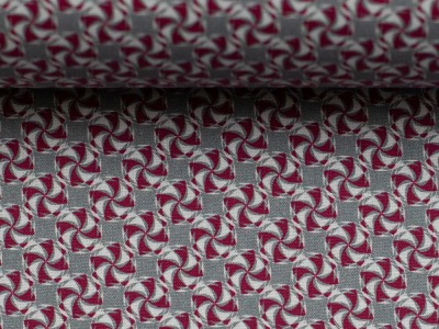 Baumwollpopeline KIM | grafisches Muster | grau-pink | Ökotex