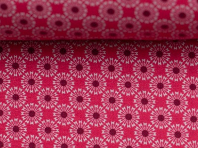 Baumwollpopeline KIM | Blütenkreise | pink | Ökotex