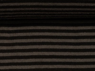 25 cm REST Ringel-Bündchen ANDY | 3 mm Streifen | Schlauchware | Swafing | Ökotex | schwarz-grau