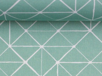 Baumwollstoff Popeline KURT | geometrisches Muster, mint | Ökotex