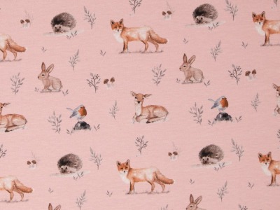 Baumwolljersey FOREST ANIMALS | by Christiane Zielinski | Waldtiere, rosa | Ökotex