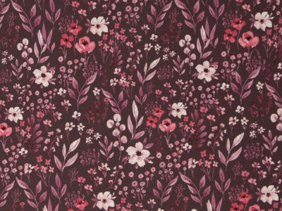 40 cm REST Modal-French-Terry AUTUMN FLOWERS | by Christiane Zielinski | bordeaux | Ökotex