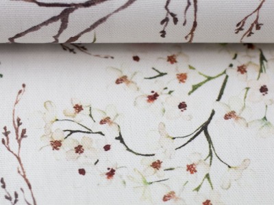 34 cm REST Canvas | Dekostoff | BARISA | Swafing | Zweige mit Blüten, weiß