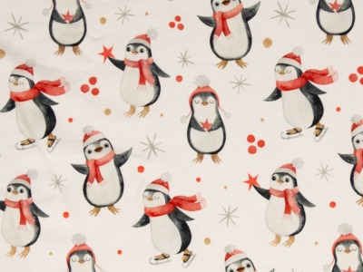 Sweat HOLLY | Weihnachten | Pinguine mit roter Mütze | naturweiß | Swafing | Ökotex