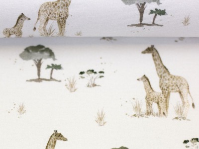 Baumwolljersey WILD ANIMALS | by Christiane Zielinski | Giraffen, naturweiß | Ökotex