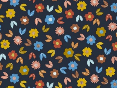 1,2 m REST French Terry FLOWERS | dunkelblau | by Poppy