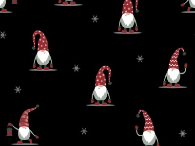 Baumwoll Canvas CHRISTMAS GNOMES | black | Ökotex