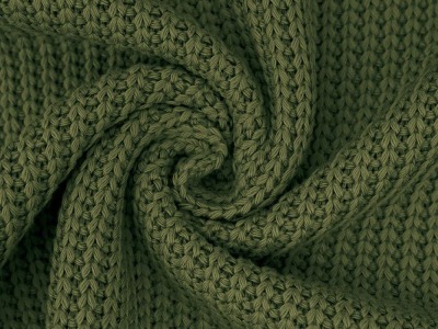 38 cm REST Big Knit | Grobstrick | Strickstoff | Baumwolle | Ökotex | armeegrün