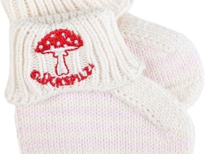 Adelheid Glückspilz Babystrickschühchen | Farbe: ministreifen rosa | Größe: 62/68