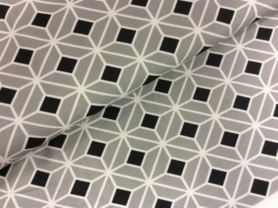 Dekostoff geometr. Muster | weiß-grau-schwarz