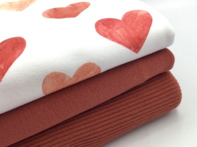French Terry Stoffpaket HEARTS | white-red