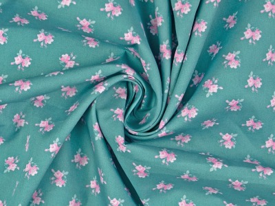40 cm REST Baumwollstoff Popeline Cotton Club | floral | mint-rosa