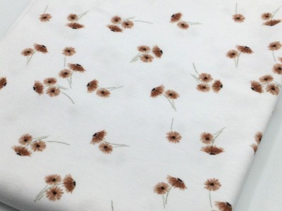 Bio Baumwolljersey Watercolor | Small Flowers | white | Ökotex | ab 50 cm