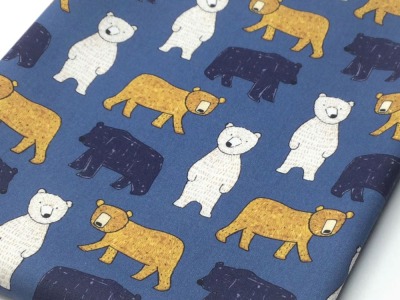 Baumwollstoff BIG BEAR | blue | brushed | Ökotex | by Poppy