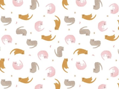 Baumwollstoff Popeline DREAMY CATS | weiß | by Poppy | Ökotex