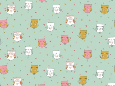 Baumwollstoff Popeline LOVELY OWLS Glitter | mint | by Poppy | Ökotex