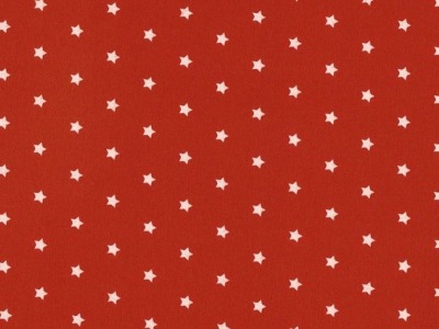 Beschichtete Baumwolle LUNA | weiße Sterne auf rot