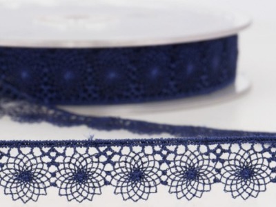Besticktes Tüllband | 16 mm breit | blau