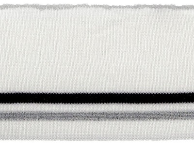 Feinstrickbündchen | Cuff | Lurex, weiß-schwarz-silber - 125 cm lang