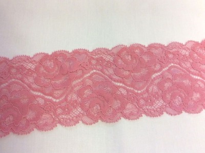 Elastische Raschelspitze | 80 mm breit | rosa