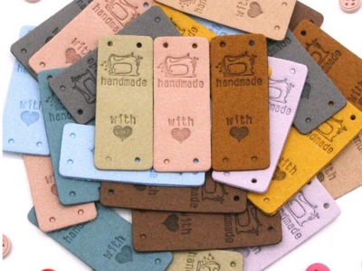 Labels Falzlabels | Handmade - Nähmaschine | 4 Farben | Sets 5 Stück