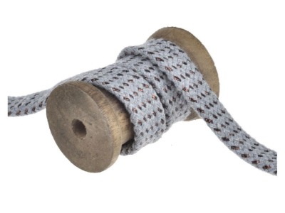 Flachkordel | Baumwollkordel | 20 mm | eingewebter Kupferfaden | grau-rosa