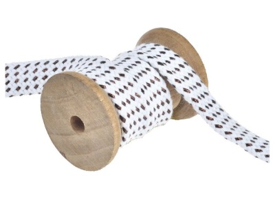 Flachkordel | Baumwollkordel | 20 mm | eingewebter Kupferfaden | weiß