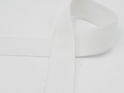 Gummiband Glitzer | 40 mm breit | versch. Farben | weiß