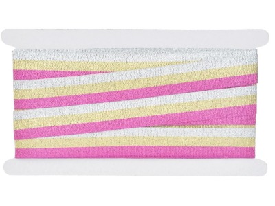 Lurexband Nahtband 25 mm mit Streifen | pink