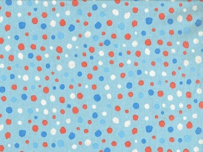 Baumwollstoff WENDELIN Punkte hellblau-rot-weiß