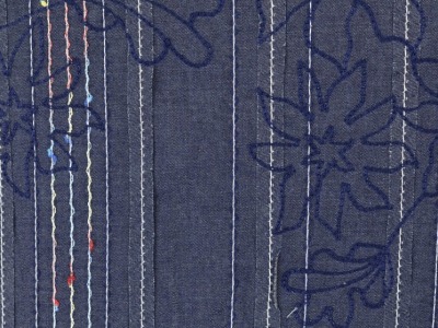 Jeansstoff mit Stickerei | blau | für Blusen und Kleider