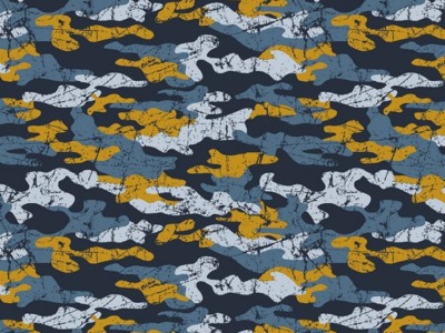 French Terry ARMY CAMOUFLAGE by Poppy | ochre-blue