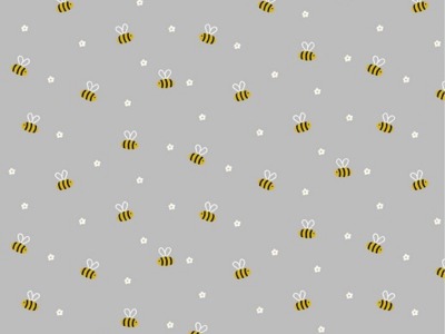 Baumwollstoff Popeline BEE WITH FLOWERS | light grey | by Poppy