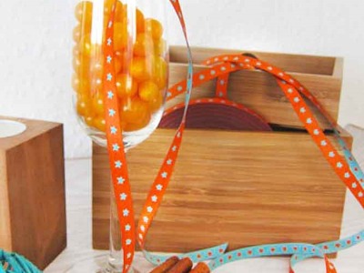 Sternchenband, orange-türkis, Webband | Farbenmix