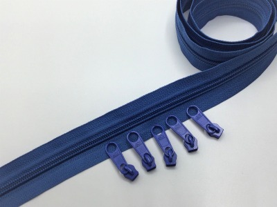 1 m Endlosreißverschluss 5 mm ozeanblau incl. 5 Zipper