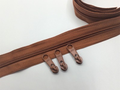 1 m Endlosreißverschluss 5 mm bronzebraun incl. 3 Zipper