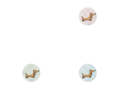 Polyesterknopf Öse Hund | 18 mm | 3 Farben | 3 Stück
