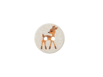 Knopf Baumwolle/Polyester recycelt | Bambi, grau | 15 mm