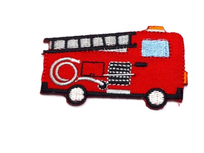 Applikation Feuerwehrauto, rot, aufbügelbar