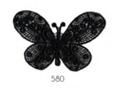 Applikation Spitze Schmetterling, schwarz | zum Aufbügeln
